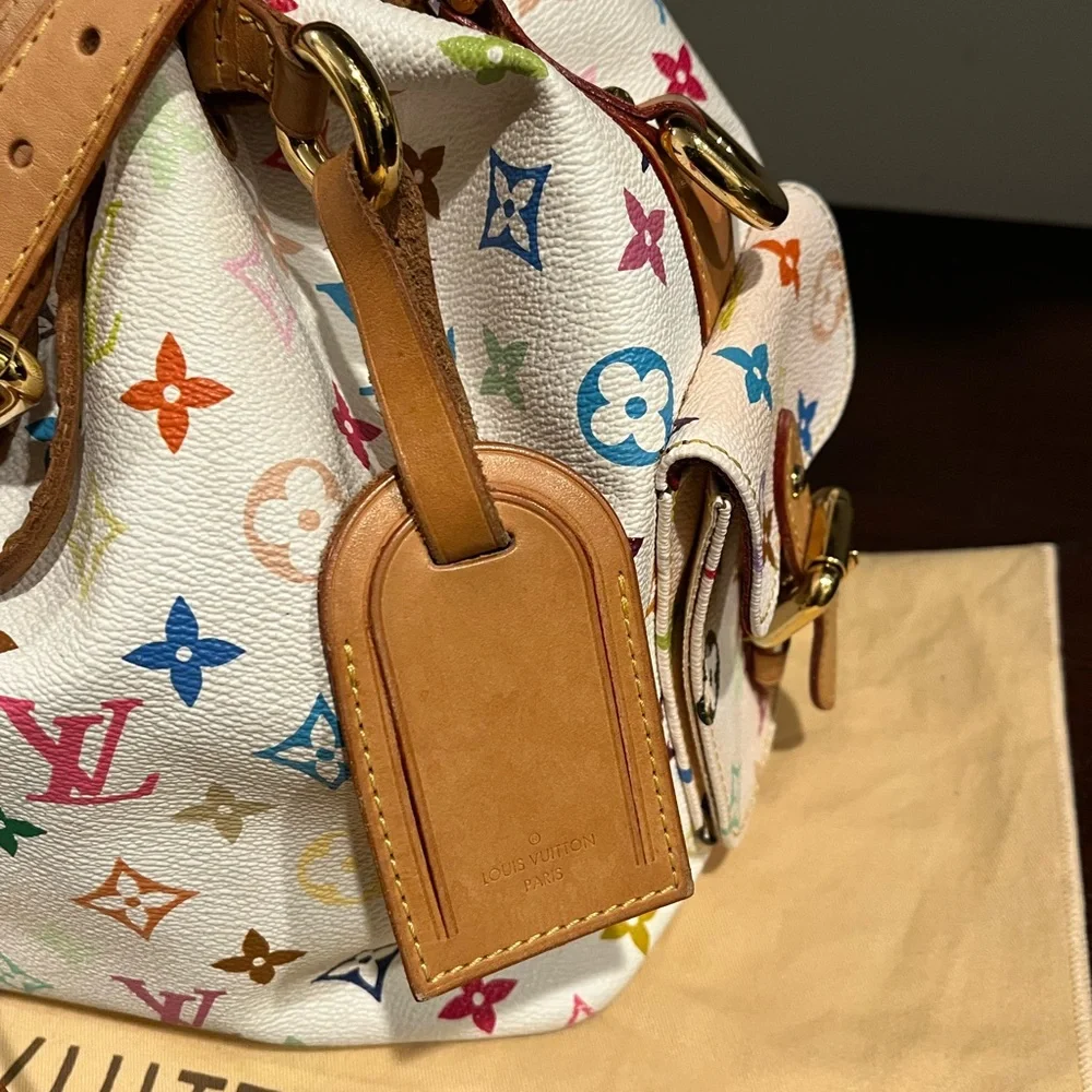 Louis Vuitton Multicolor Petite Noe White Murakami Shoulder Bag Tote - Picture 4 of 11